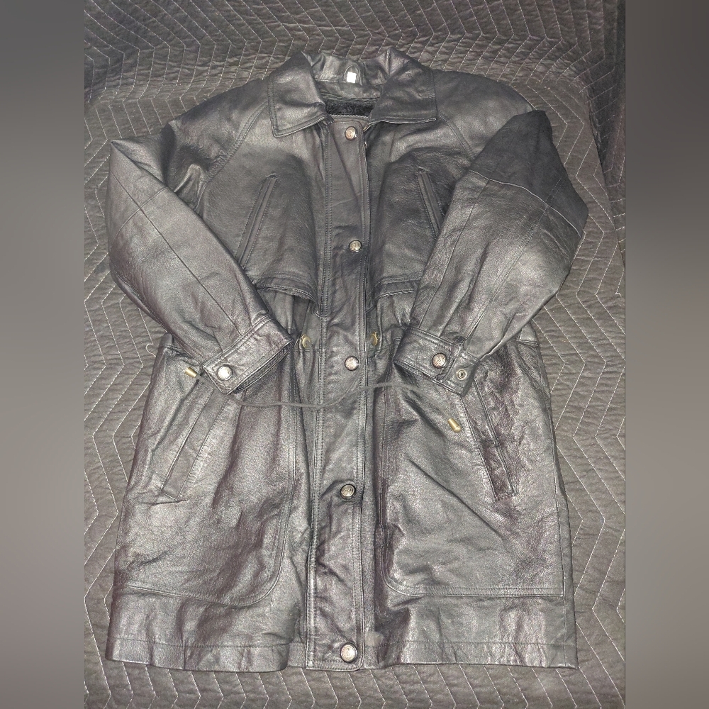 Women's Black Leather Jacket Sm.